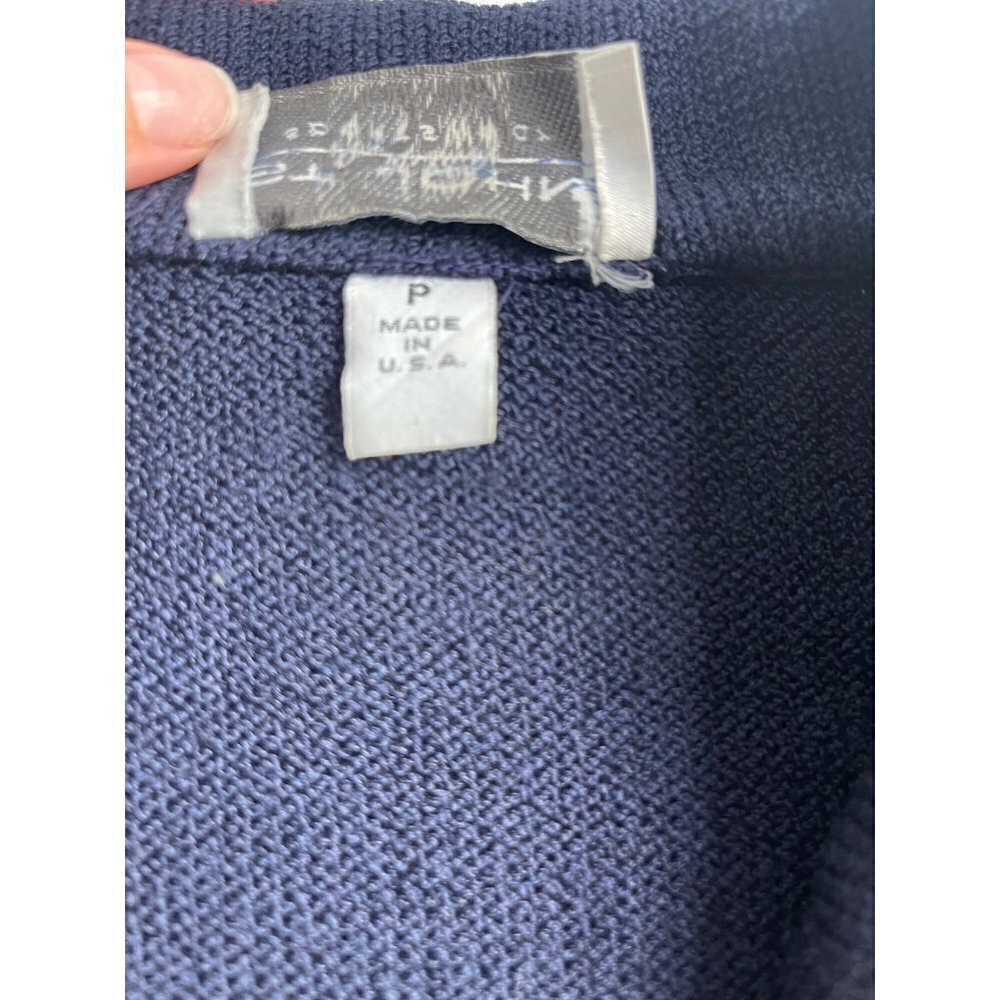 Vintage St. John Sportswear Classic Knit Jacket Blazer SZ P Button Collared Navy - Picture 8 of 12